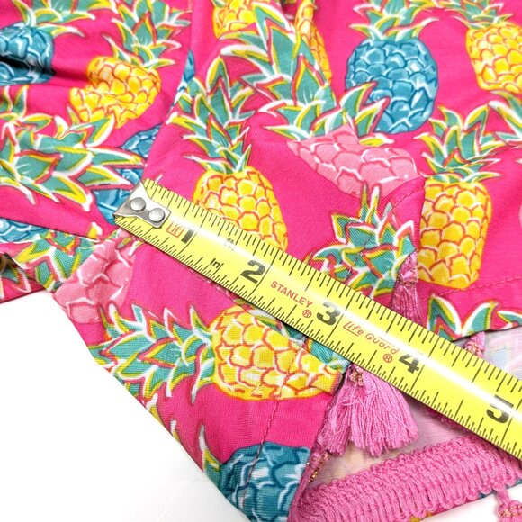 Simply Southern Pink Pineapple Shorts L/XL Fringe Tassel Pull On Tropical - Picture 16 of 16